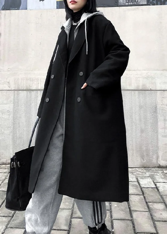 New black Woolen Coats Women plus size Notched false two pieces Winter coats Zip Front Button Front Snap Front New black Woolen Coats Women plus size Notched false two pieces Winter coats Zip Front Button Front Snap Front