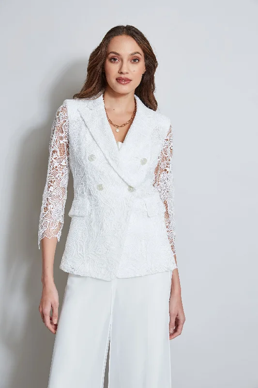 Double Breasted Lace Blazer Women's Elegant Suit