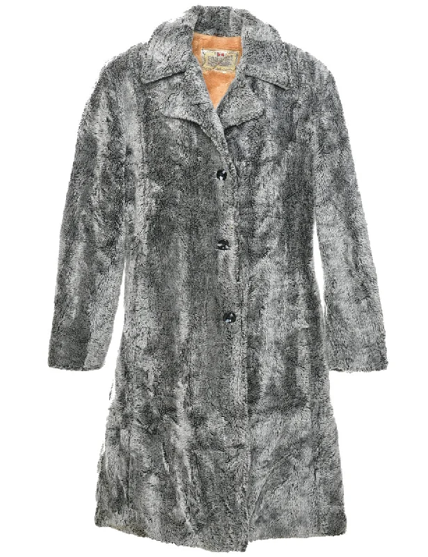 Grey Faux Fur Coat - L Blazer Duffle Coat Pea Coat