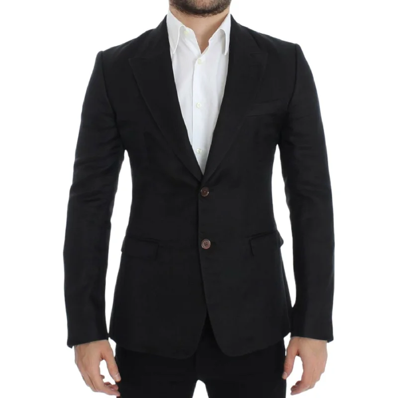 Dolce & Gabbana Elegant Black Silk Blend Two-Button Blazer Women's Lightweight Blazer