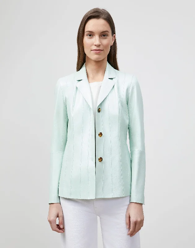 Pearlized Nappa Leather Warrick Blazer Women's Handmade Blazer