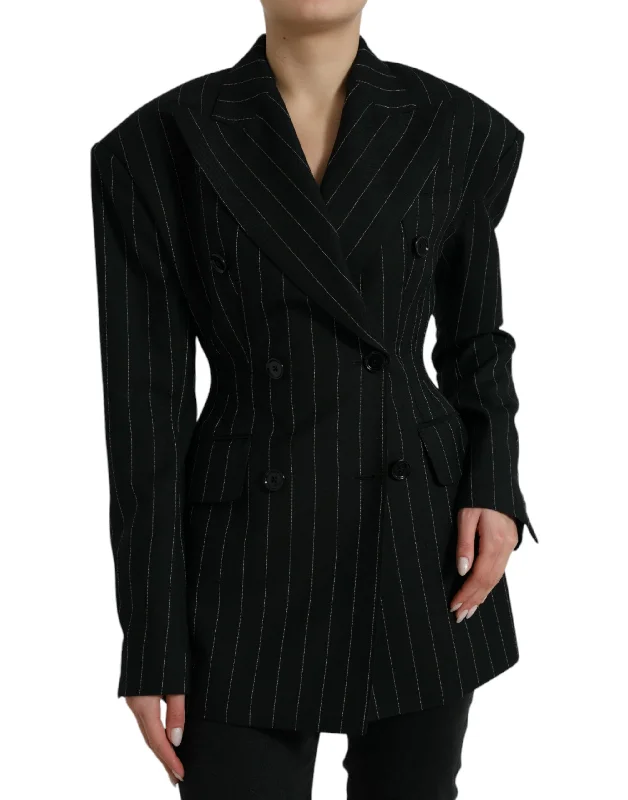 Dolce & Gabbana Elegant Striped Virgin Wool Blazer Women's Business Blazer