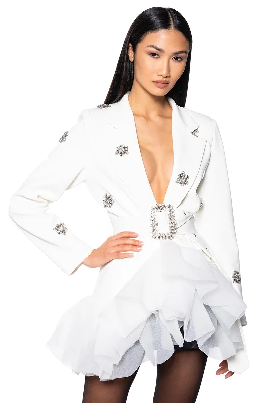 BEST VERSION TULLE BLAZER WITH RHINESTONES Women's Lightweight Blazer