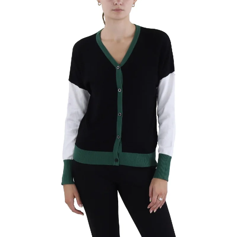 Yal Womens Contrast Trim Colorblock Cardigan Sweater Satin Fabric Silk Fabric Chiffon Fabric Yal Womens Contrast Trim Colorblock Cardigan Sweater Satin Fabric Silk Fabric Chiffon Fabric