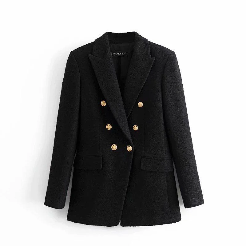 Malota Statement Tweed Blazer in Black Women's High-End Blazer