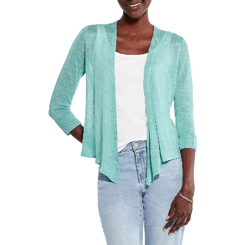 Nic + Zoe Womens Duster Ribbed Cardigan Sweater Fitted Loose Oversized