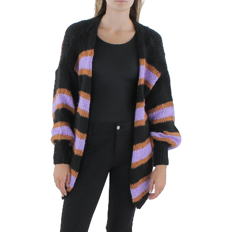 OWN IT. Womens Open Stitch Open Front Cardigan Sweater Solid Print Embellished