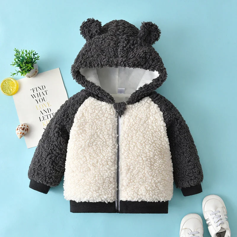 Winter Baby Fur Warm Coat Cuffed Rolled Raglan