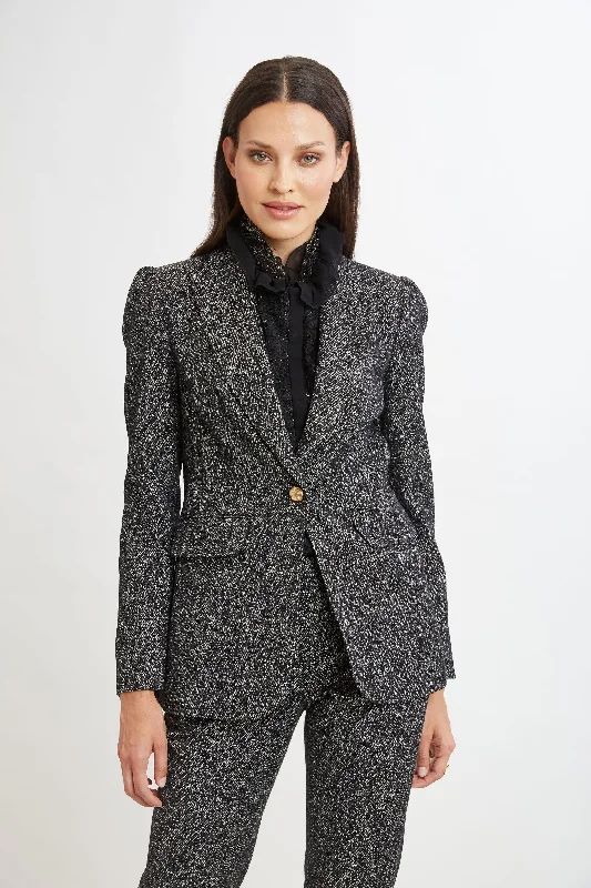 Metallic Tweed Blazer Women's Navy Jacket