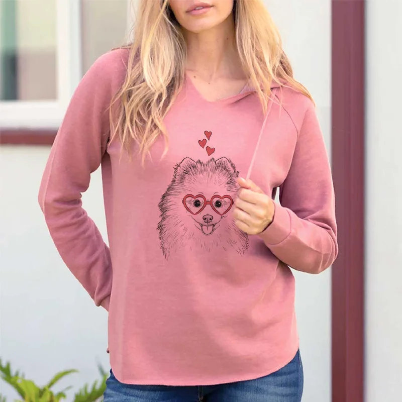Valentine Piper Jo the Pomeranian - Cali Wave Hooded Sweatshirt Hoodie with Batwing Sleeves Loose Dramatic Valentine Piper Jo the Pomeranian - Cali Wave Hooded Sweatshirt Hoodie with Batwing Sleeves Loose Dramatic
