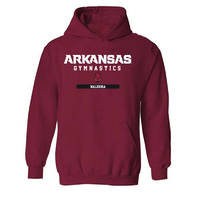Arkansas - NCAA Women's Gymnastics : Mati Waligora - Classic Shersey Hooded Sweatshirt Hoodie with Hem Fringe Bohemian Relaxed