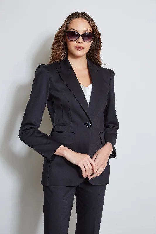 Pleat Shoulder Cotton Blazer Women's Handmade Blazer