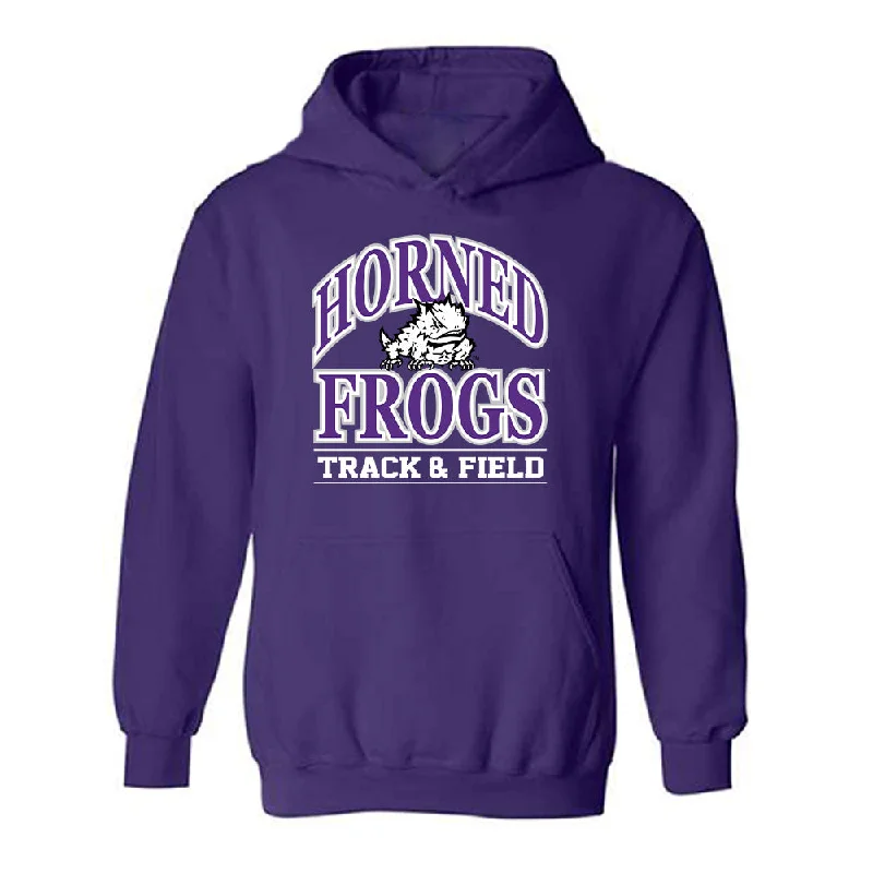 TCU - NCAA Women's Track & Field : Maria Bienvenu - Classic Fashion Shersey Hooded Sweatshirt Hoodie with Side Slits Relaxed Casual TCU - NCAA Women's Track & Field : Maria Bienvenu - Classic Fashion Shersey Hooded Sweatshirt Hoodie with Side Slits Relaxed Casual
