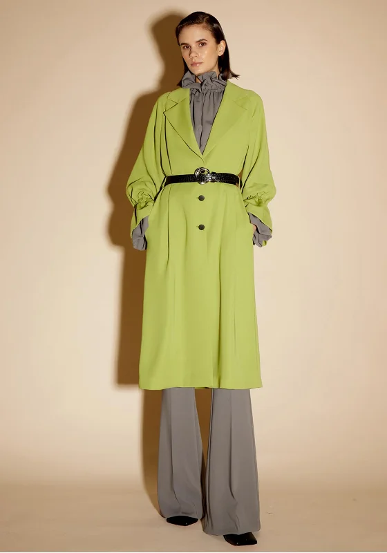 Birelin Long Belted Trench Coat, Matcha Sleeveless Short Sleeve Long Sleeve