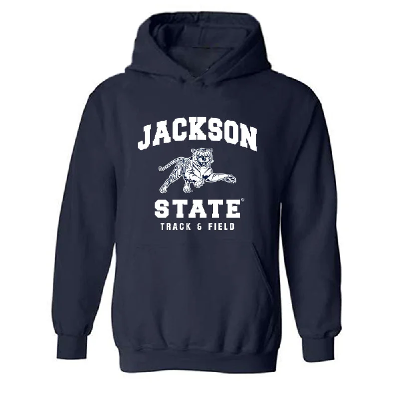 Jackson State - NCAA Women's Track & Field : Derriana Moss - Hooded Sweatshirt Hoodie with Hem Ribbing Snug Secure Jackson State - NCAA Women's Track & Field : Derriana Moss - Hooded Sweatshirt Hoodie with Hem Ribbing Snug Secure