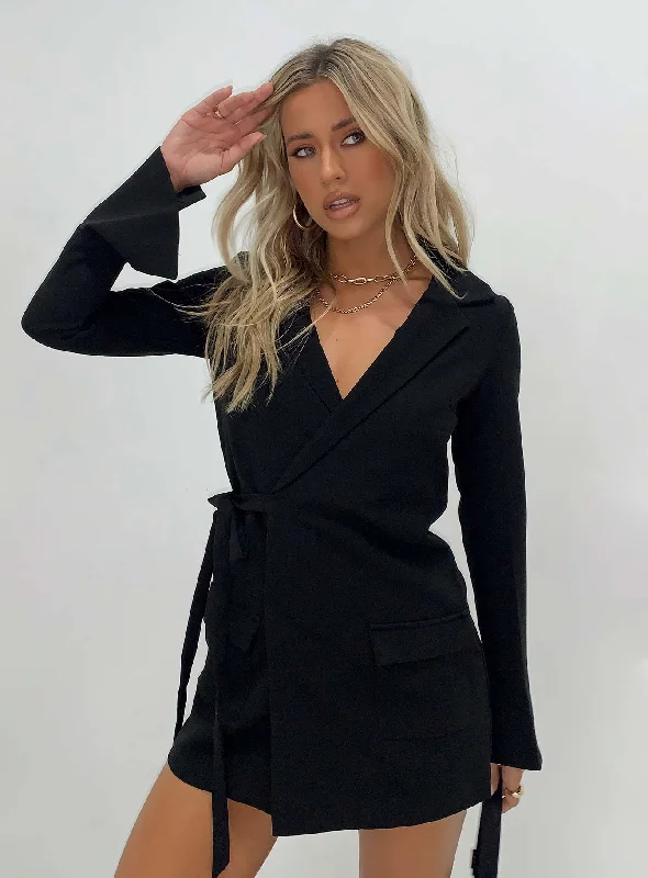 Kyah Wrap Blazer Dress Black Women's Print Jacket