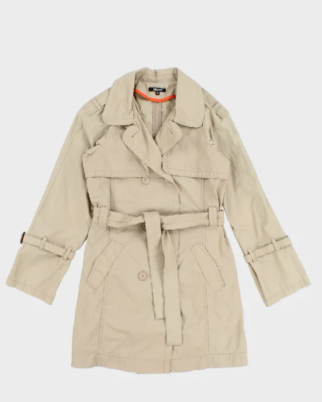 DKNY Beige Coloured Thin Feel Coat - XS Bodycon Sheath Shift