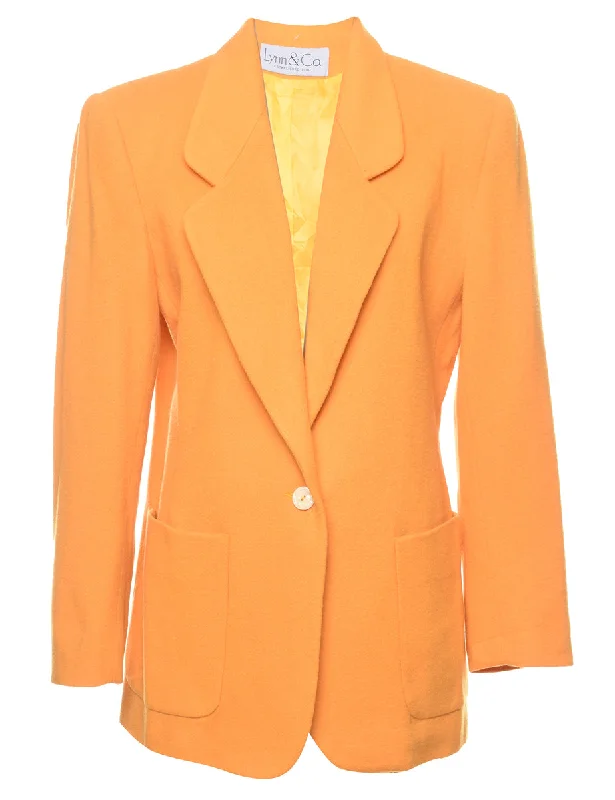 Classic Orange Wool Blazer - M Women's Elegant Blazer