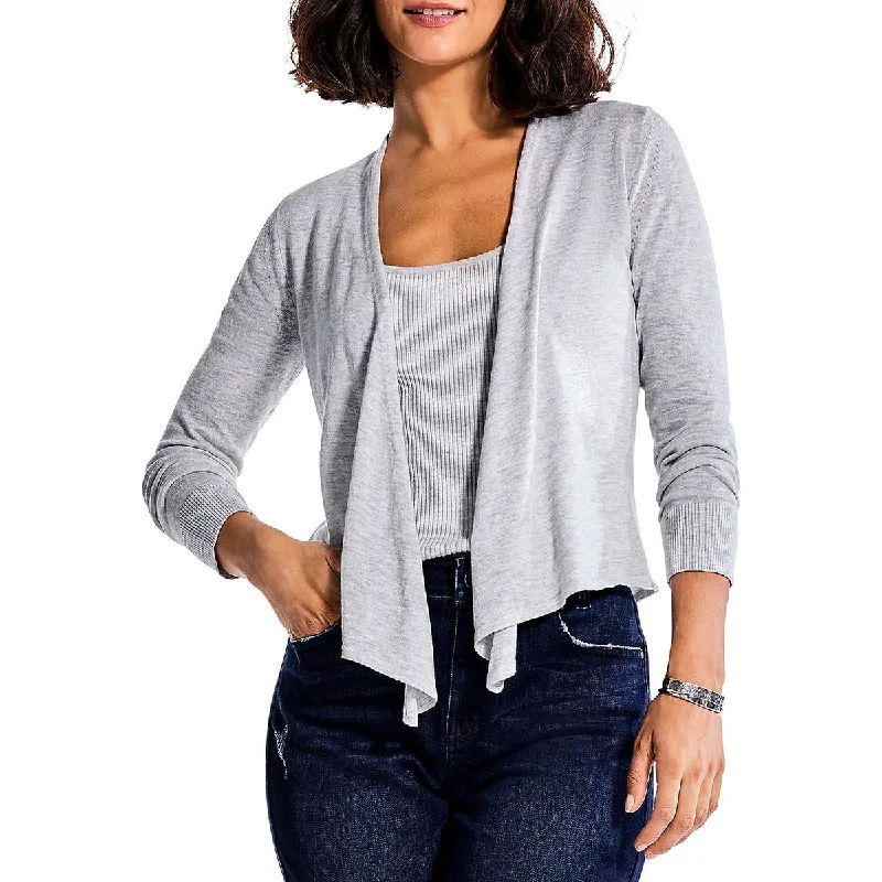 Nic + Zoe Womens Heathered Open Front Cardigan Sweater Fleece Cardigan Nylon Polyester