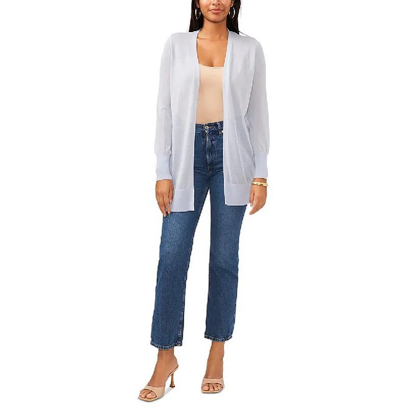 Sam and Jess Womens Solid Sheer Cardigan Sweater Terry Terry Cloth Terry Knit