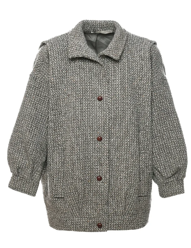 Grey Wool Coat - XL Raincoat Turtleneck Coat Wrap Coat