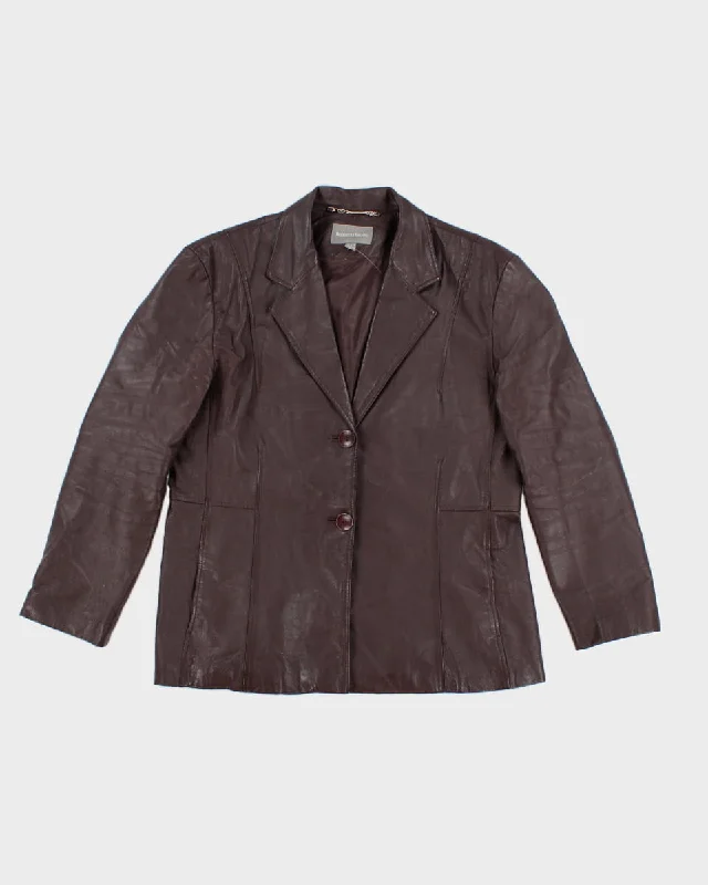 Vintage 90s Beecher's Brook Plum Leather Blazer - XL Women's Custom Jacket