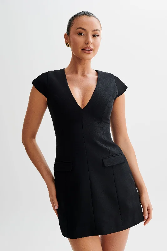 Kiernan Sleeveless Blazer Dress - Black Women's Trendy Jacket