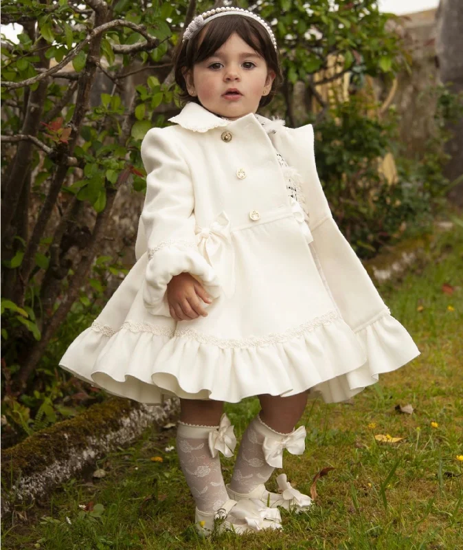 Cream Wool Coat Down Puffer Quilted