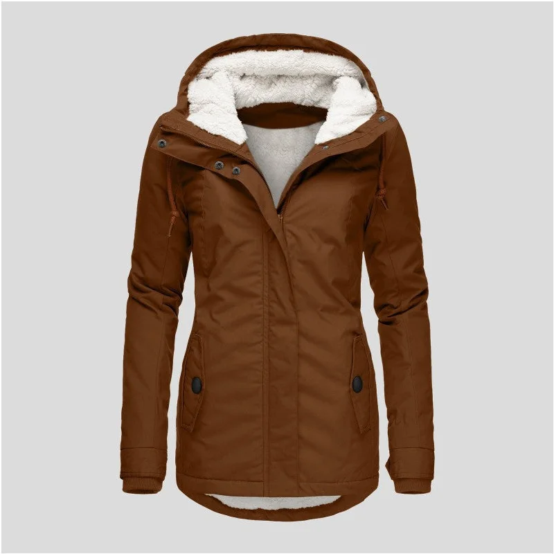 Autumn Winter Berber Fleece Casual Hooded Coat Parka Down Jacket Wool Coat