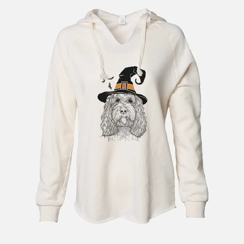 Witch Chloe the Cockapoo - Cali Wave Hooded Sweatshirt Hoodie with Hem Elastic Stretchable Comfortable Witch Chloe the Cockapoo - Cali Wave Hooded Sweatshirt Hoodie with Hem Elastic Stretchable Comfortable