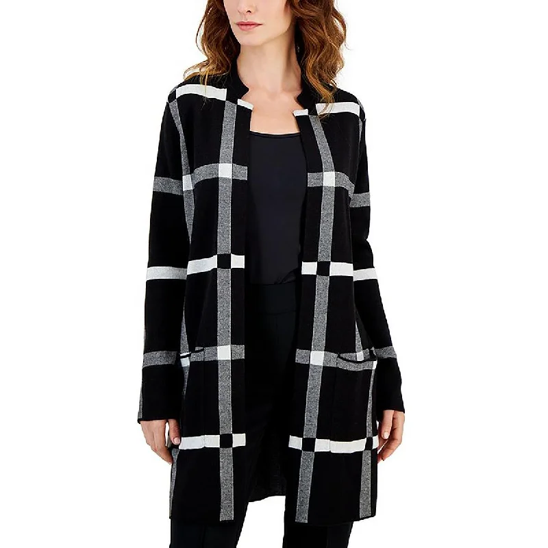 Kasper Womens Petites Open Front Mandarin collar Cardigan Sweater Toggled Drawstring Belted Kasper Womens Petites Open Front Mandarin collar Cardigan Sweater Toggled Drawstring Belted