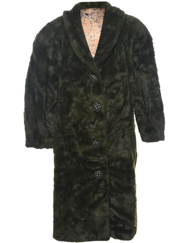 Single Breasted Faux Fur Coat - XL Fleece Down Feather