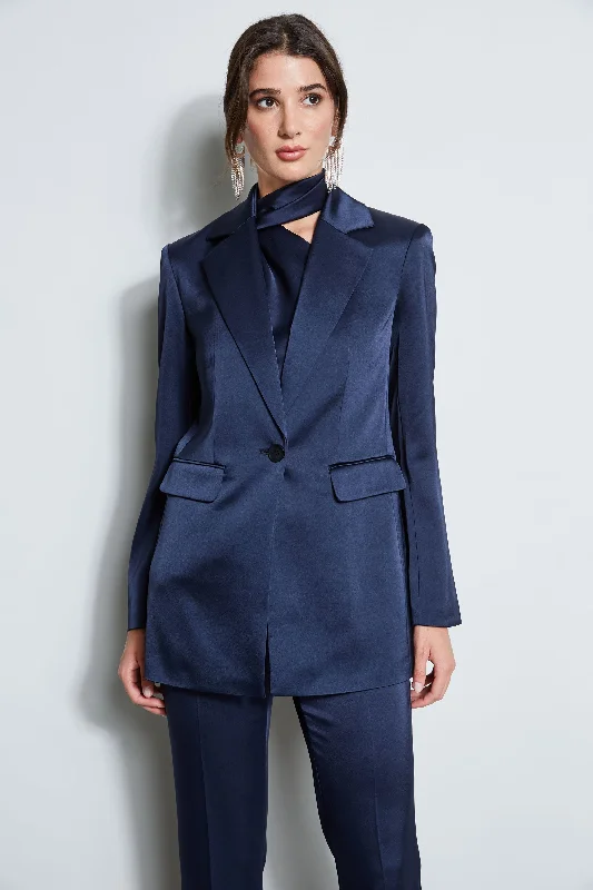 Satin Boyfriend Blazer Women's Luxurious Jacket