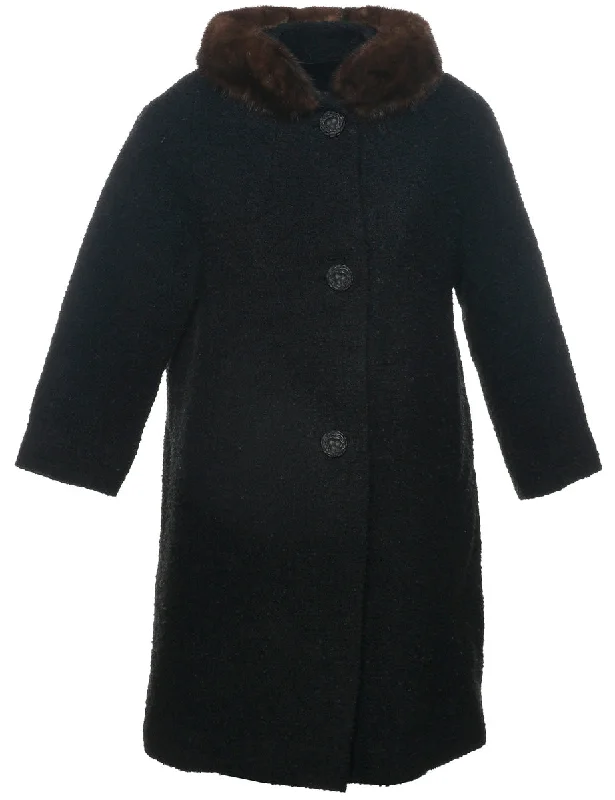 Single Breasted Wool Coat - S Vent Hem Cuff