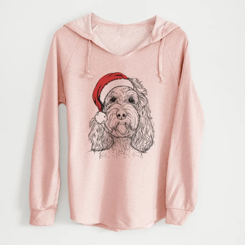Santa Chloe the Cockapoo - Cali Wave Hooded Sweatshirt Hoodie with Hem Ribbing Snug Secure Santa Chloe the Cockapoo - Cali Wave Hooded Sweatshirt Hoodie with Hem Ribbing Snug Secure