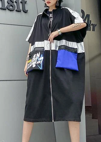 Classy zippered pockets Fine trench coat black baggy summer coats Kimono Robe Cloak