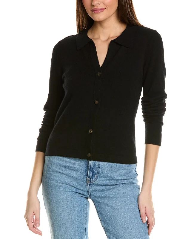 Amicale Cashmere Collared Dress Cashmere Cardigan Polka Dot Checkered Tartan