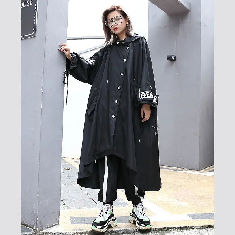 boutique black Coat oversize hooded Coat women Batwing Sleeve asymmetrical design Coats Trim Padded Insulated boutique black Coat oversize hooded Coat women Batwing Sleeve asymmetrical design Coats Trim Padded Insulated