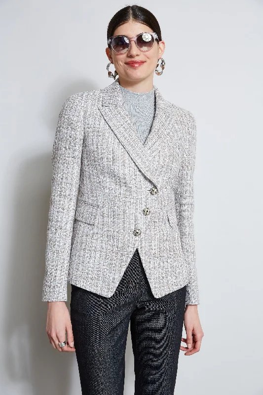Metallic Tweed 3 Button Blazer Women's Premium Blazer