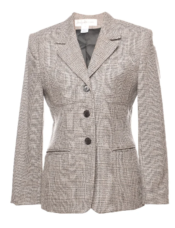 Jones New York Checked Grey Blazer - S Women's Formal Blazer