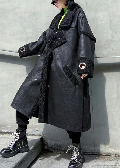 Classy Square Collar double breast Fine Long coats black Art women coats Front Pockets Side Pockets Patch Pockets Classy Square Collar double breast Fine Long coats black Art women coats Front Pockets Side Pockets Patch Pockets