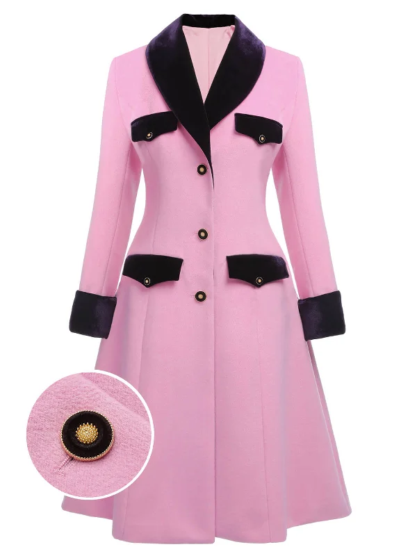 Pink 1930s Velvet Patchwork Button Coat Stole Shawl Scarf