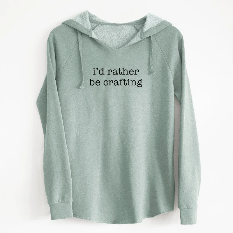 I'd Rather Be Crafting - Cali Wave Hooded Sweatshirt Hoodie with Hem Embroidery Detailed Premium