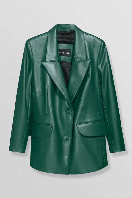 Vegan leather blazer in green Women's Adventure Blazer