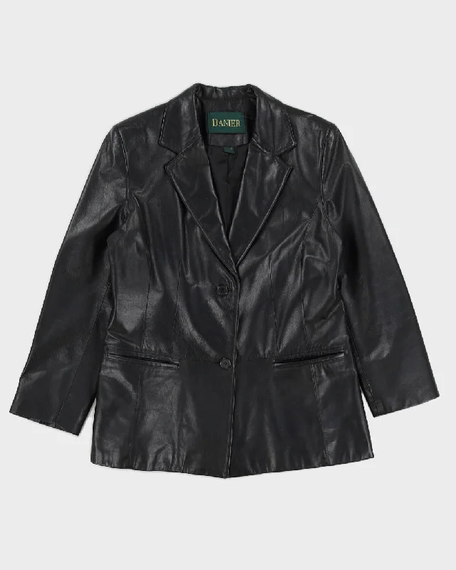 Vintage 90s Danier Black Leather Blazer - UK12-14 Women's Advanced Suit