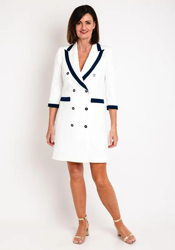 Edas Timone Blazer Dress, White Women's Simple Jacket