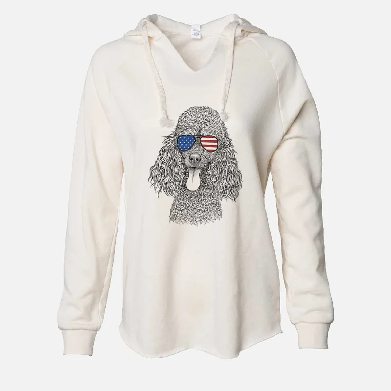 USA Teddy the Mini Poodle - Cali Wave Hooded Sweatshirt Hoodie with High Neck Warm Protective