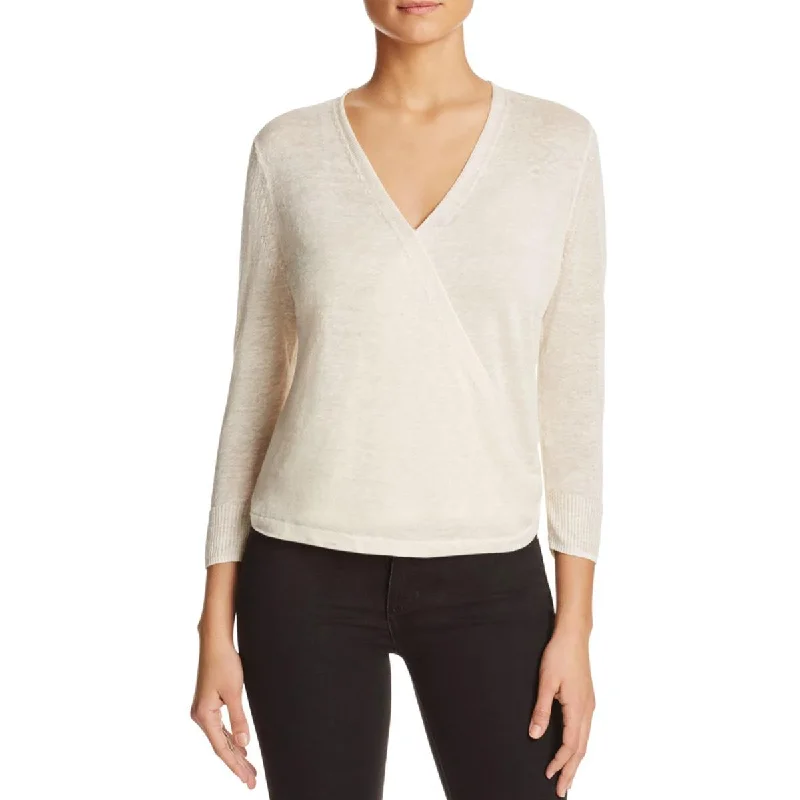 Nic + Zoe Womens Linen Drapey Cardigan Sweater Iron Safe Non-Iron Wrinkle Free