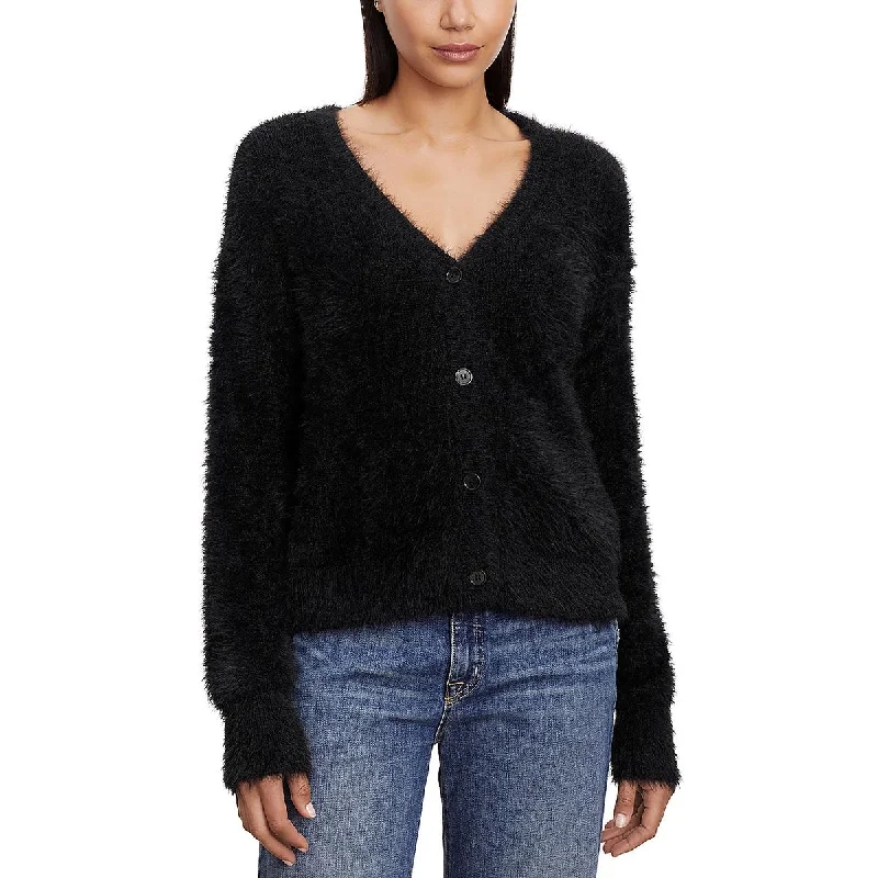 VELVET BY GRAHAM & SPENCER Womens V-Neck Long Sleeves Cardigan Sweater Welt Pockets Slit Pockets Flap Pockets VELVET BY GRAHAM & SPENCER Womens V-Neck Long Sleeves Cardigan Sweater Welt Pockets Slit Pockets Flap Pockets