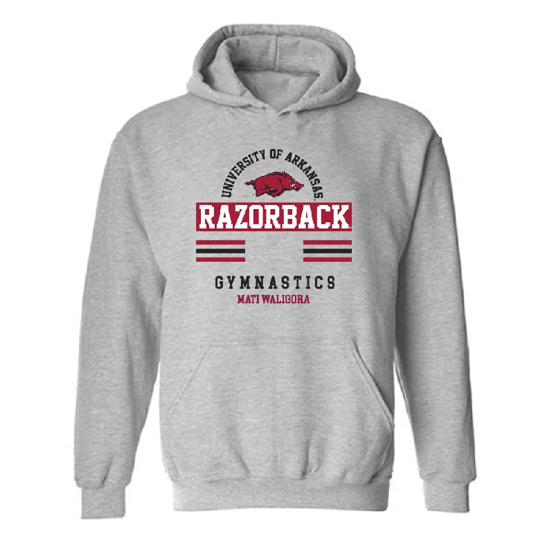 Arkansas - NCAA Women's Gymnastics : Mati Waligora - Classic Fashion Shersey Hooded Sweatshirt Hoodie with Front Slit Layering Stylish